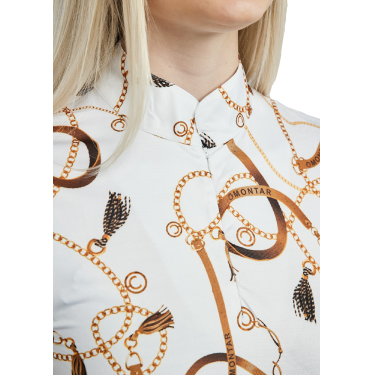 Kurzarm-Poloshirt Montar mit Haily Bridle Druck für Damen Kurzarm-Poloshirt Montar mit Haily Bridle Druck für Damen