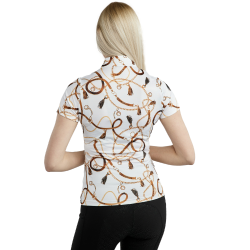 Kurzarm-Poloshirt Montar mit Haily Bridle Druck für Damen Weiß Weiß Kurzarm-Poloshirt Montar mit Haily Bridle Druck für Damen Weiß Weiß