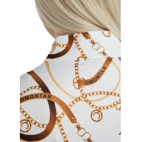 Kurzarm-Poloshirt Montar mit Haily Bridle Druck für Damen Weiß Weiß Kurzarm-Poloshirt Montar mit Haily Bridle Druck für Damen Weiß Weiß