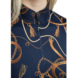 Kurzarm-Poloshirt Montar mit Haily Bridle Druck für Damen Marine Marineblau
