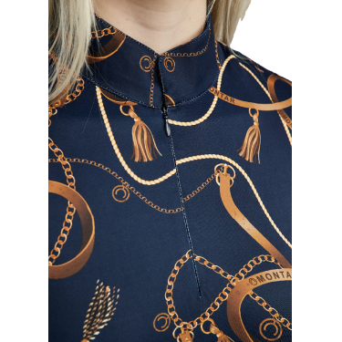 Kurzarm-Poloshirt Montar mit Haily Bridle Druck für Damen Marine Marineblau