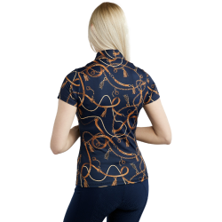 Kurzarm-Poloshirt Montar mit Haily Bridle Druck für Damen Marine Marineblau