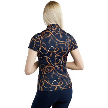 Kurzarm-Poloshirt Montar mit Haily Bridle Druck für Damen Marine Marineblau