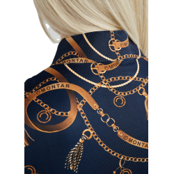 Kurzarm-Poloshirt Montar mit Haily Bridle Druck für Damen Marine Marineblau