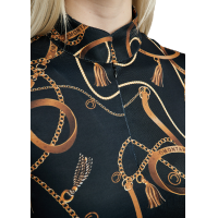 Kurzarm-Poloshirt Montar mit Haily Bridle Druck für Damen Schwarz