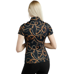 Kurzarm-Poloshirt Montar mit Haily Bridle Druck für Damen Schwarz
