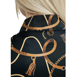 Kurzarm-Poloshirt Montar mit Haily Bridle Druck für Damen Schwarz