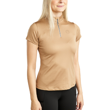 Kurzärmliges Trainings-T-Shirt Montar MoElaine mit gelasertem Logo für Damen Latté Kurzärmliges Trainings-T-Shirt Montar MoElaine mit gelasertem Logo für Damen Latté