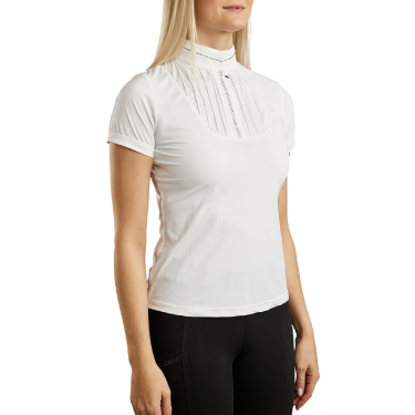 Elegantes Polo Montar MoZitta Pintucks und Gunmetal-Kristalle Damen Elegantes Polo Montar MoZitta Pintucks und Gunmetal-Kristalle Damen