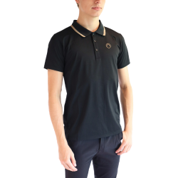 Kurzärmliges Poloshirt Montar MoDrake mit kontrastierendem Kragen und Logo für Herren Schwarz Kurzärmliges Poloshirt Montar MoDrake mit kontrastierendem Kragen und Logo für Herren Schwarz
