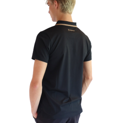 Kurzärmliges Poloshirt Montar MoDrake mit kontrastierendem Kragen und Logo für Herren Schwarz Kurzärmliges Poloshirt Montar MoDrake mit kontrastierendem Kragen und Logo für Herren Schwarz