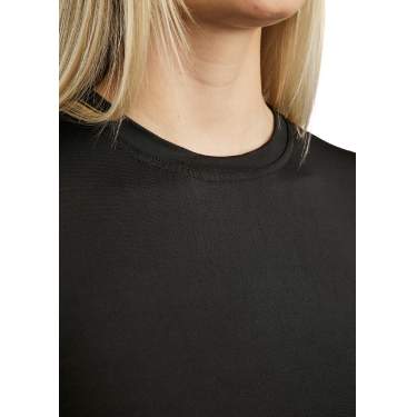 Kurzarm-T-Shirt aus Strick Montar MoStella mit gelasertem Logo für Damen Schwarz Kurzarm-T-Shirt aus Strick Montar MoStella mit gelasertem Logo für Damen Schwarz