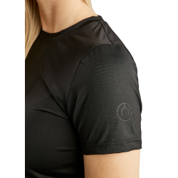 Kurzarm-T-Shirt aus Strick Montar MoStella mit gelasertem Logo für Damen Schwarz Kurzarm-T-Shirt aus Strick Montar MoStella mit gelasertem Logo für Damen Schwarz