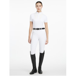 LeMieux Turnierbluse Sophia mit kurzen Ärmeln und Plissee Weiß Weiß