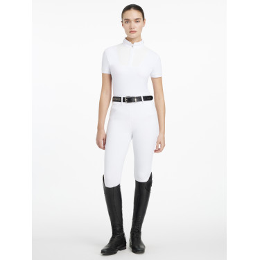 LeMieux Turnierbluse Sophia mit kurzen Ärmeln und Plissee Weiß Weiß