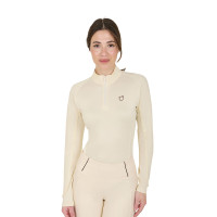 Damen-Funktionsshirt mit langen Ärmeln und enger Passform Equestro Schwarz / Weiß