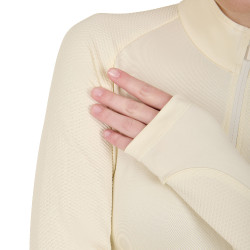 Damen-Funktionsshirt mit langen Ärmeln und enger Passform Equestro Antikweiß / Braun Wei&amp;amp;amp;amp;amp;amp;szlig;