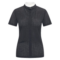 Wettkampf-Poloshirt Mesh Imperial Riding Grandprix Kurzarm Damen Schwarz