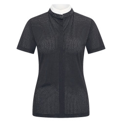 Wettkampf-Poloshirt Mesh Imperial Riding Grandprix Kurzarm Damen Schwarz