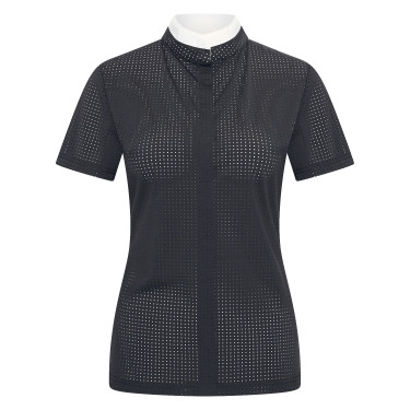 Wettkampf-Poloshirt Mesh Imperial Riding Grandprix Kurzarm Damen Schwarz