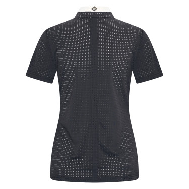 Wettkampf-Poloshirt Mesh Imperial Riding Grandprix Kurzarm Damen Schwarz