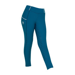 Mädchen-Leggings mit Grip und Equestro-Logo Korallenblau