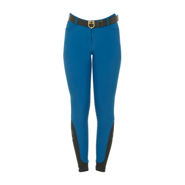 Eng anliegende Damenreithose mit Grip und Zenda Equestro Logo Korallenblau Eng anliegende Damenreithose mit Grip und Zenda Equestro Logo Korallenblau