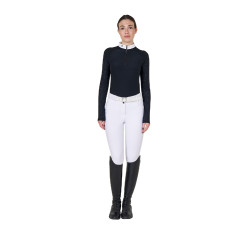 Damen-Slim-Fit-Turnierpolo mit Mesh-Einsätzen Equestro Schwarz