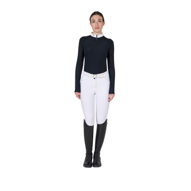 Damen-Slim-Fit-Turnierpolo mit Mesh-Einsätzen Equestro Schwarz