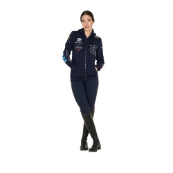 Damen-Kapuzenpullover mit Multi-Logo neu Equestro Marineblazer Marineblau