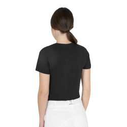 T-Shirt aus Baumwolle Equestro Damen Horse Lover Schwarz