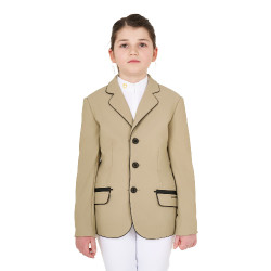 Turnierjacke Equestro Mädchen aus technischem Gewebe Weihrauch Beige Turnierjacke Equestro Mädchen aus technischem Gewebe Weihrauch Beige