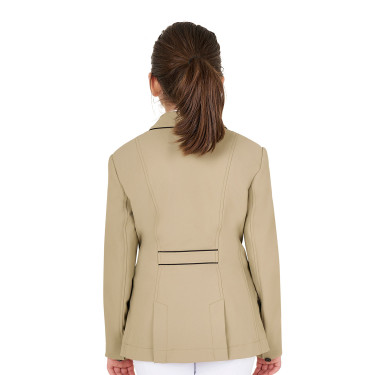 Turnierjacke Equestro Mädchen aus technischem Gewebe Weihrauch Beige Turnierjacke Equestro Mädchen aus technischem Gewebe Weihrauch Beige