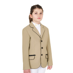 Turnierjacke Equestro Mädchen aus technischem Gewebe Weihrauch Beige Turnierjacke Equestro Mädchen aus technischem Gewebe Weihrauch Beige