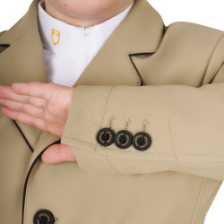 Turnierjacke Equestro Mädchen aus technischem Gewebe Weihrauch Beige Turnierjacke Equestro Mädchen aus technischem Gewebe Weihrauch Beige
