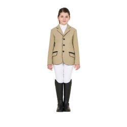 Turnierjacke Equestro Mädchen aus technischem Gewebe Weihrauch Beige Turnierjacke Equestro Mädchen aus technischem Gewebe Weihrauch Beige
