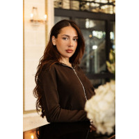 Reißverschluss-Sweatshirt Strick Harcour Amelie Kakao Braun Reißverschluss-Sweatshirt Strick Harcour Amelie Kakao Braun