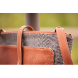 Pénélope Pablito Tasche großes Modell Zickzackmuster / Cognac