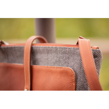 Pénélope Pablito Tasche großes Modell Zickzackmuster / Cognac