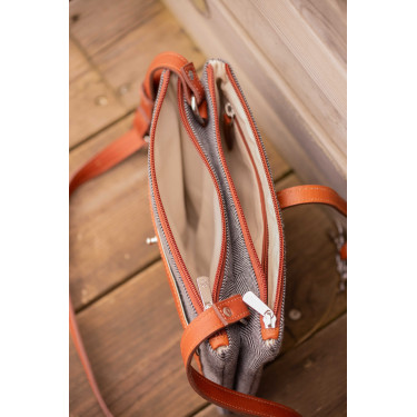 Pénélope Pablito Tasche großes Modell Zickzackmuster / Cognac Braun