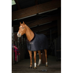 Stalldecke Equithème Teddy mit synthetischem Lammfellfutter Schwarz / Braun