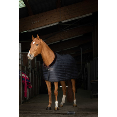 Stalldecke Equithème Teddy mit synthetischem Lammfellfutter Schwarz / Braun