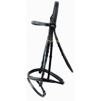 Kandare Kessel T mit T Kopfstück dreifach kombiniertem Reithalfter Schwarz