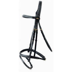 Kandare Kessel T mit T Kopfstück dreifach kombiniertem Reithalfter Schwarz Kandare Kessel T mit T Kopfstück dreifach kombiniertem Reithalfter Schwarz