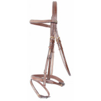 Kandare Kessel T mit T Kopfstück dreifach kombiniertem Reithalfter Tabak Braun