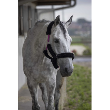 Norton Halfter Full synthetisches Lammfell Fuchsia / Schwarz Rosa