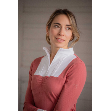 Turnier-Poloshirt Pénélope Florence Langarm Terrakotta Orange