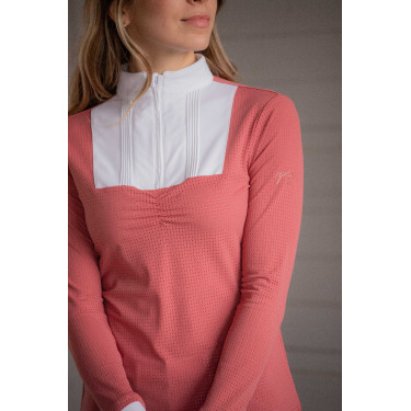 Turnier-Poloshirt Pénélope Florence Langarm Terrakotta Orange