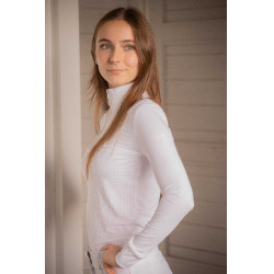 Turnier-Poloshirt Pénélope Florence Langarm Weiß Weiß