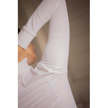 Turnier-Poloshirt Pénélope Florence Langarm Weiß Weiß